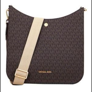 Michael Kors Brown Signature Briley Large Leather Messenger Bag